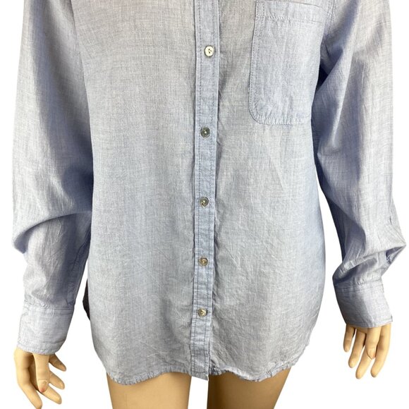 Lola River Top Size Large Button-Up Long Sleeve Shirt Blue Casual - Picture 6 of 8